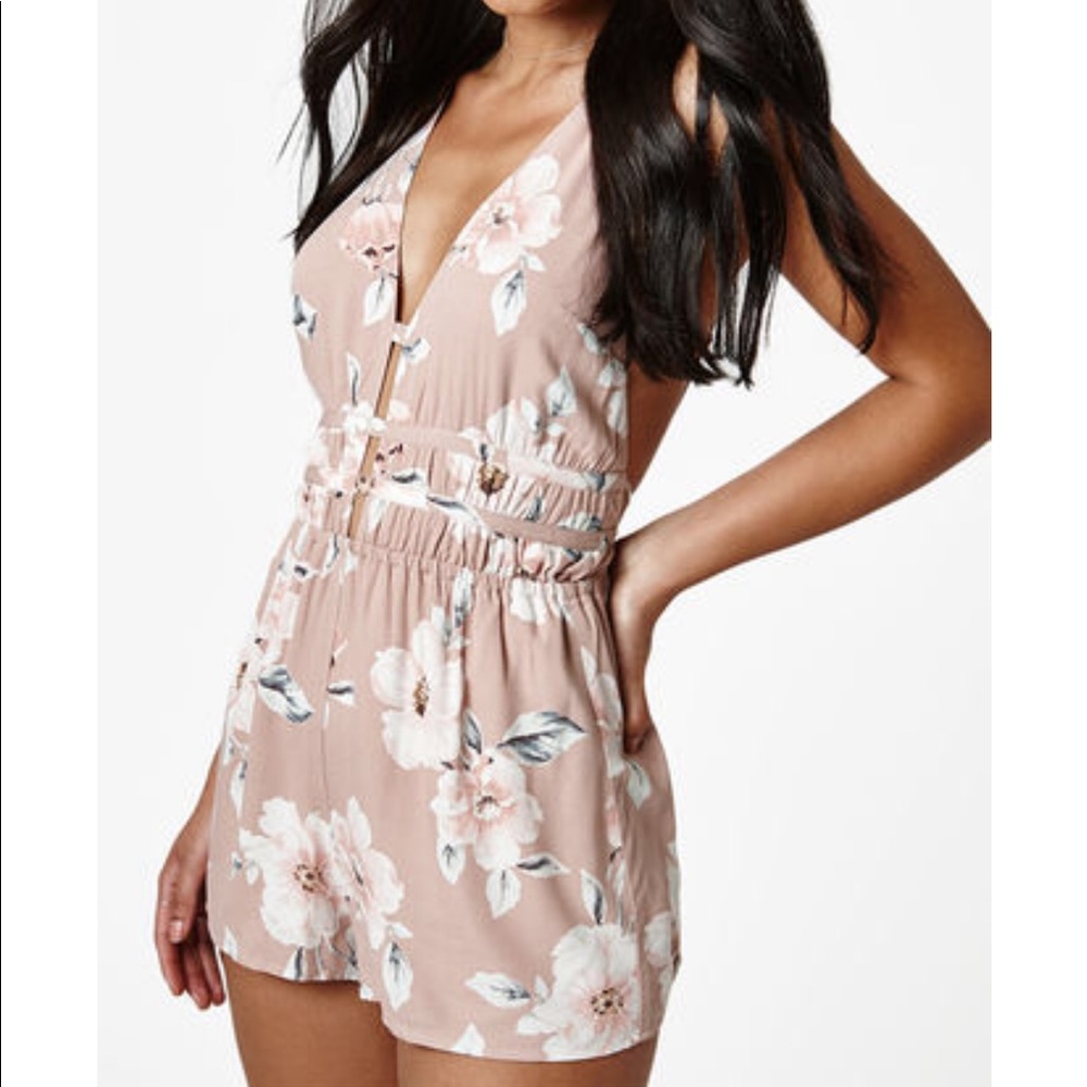 LA hearts deep v flutter romper